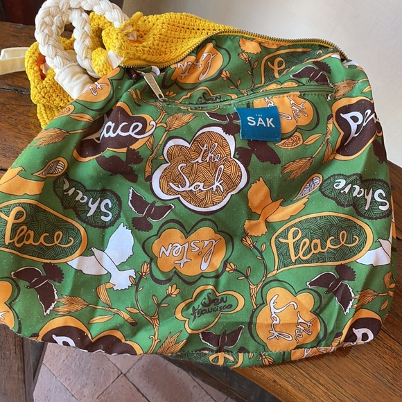 THE SAK~Hobo Crochet Handbag Purse Bag Rope Strap~AUBERRY~Yellow Saffron - Picture 6 of 9